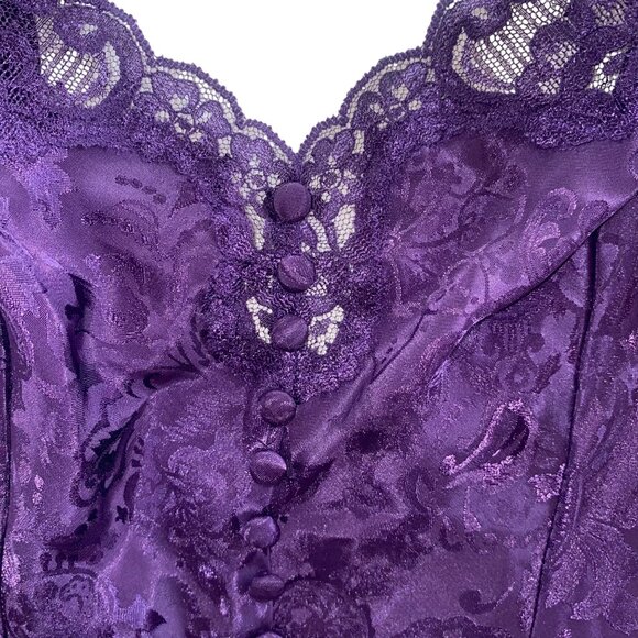 Victorias Secret Small Vintage Purple Satin & Lace Bodysuit Bows Sexy Gold Label - Picture 15 of 16